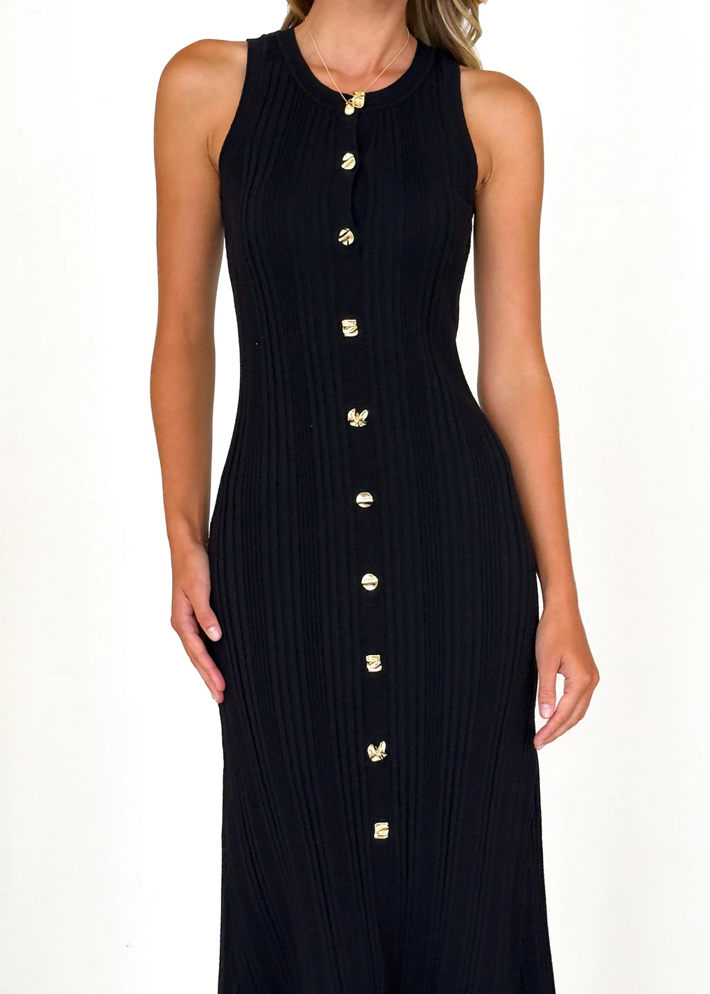 Imperial Knit Midi Dress - Black