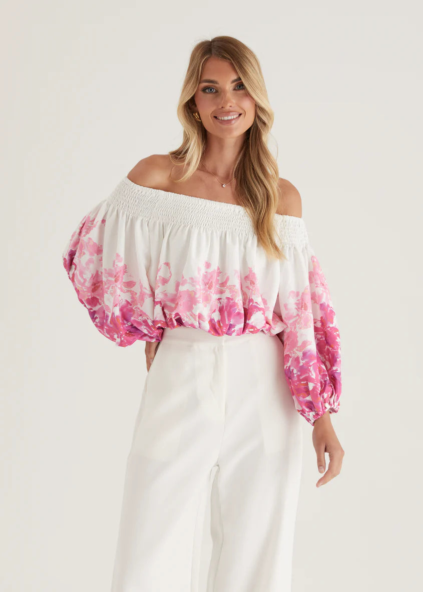 Averie Off Shoulder Top - Pink Floral