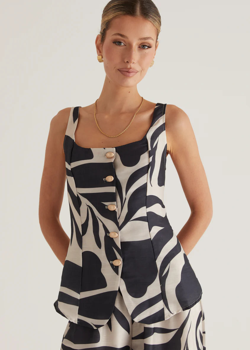 Arrow Top - Black Abstract