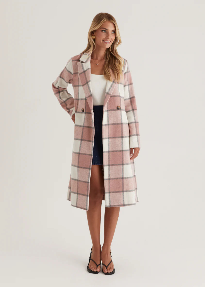Krizzie Coat - Pink Check