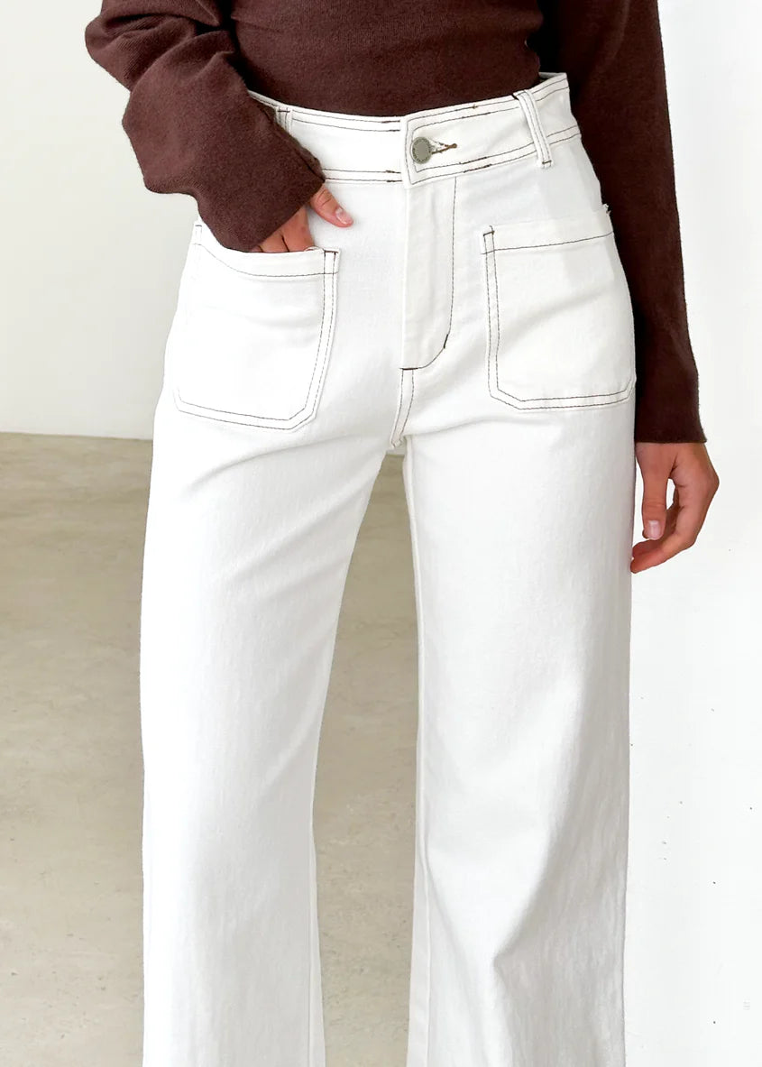 Zekroe Wide Leg Jeans - Off White