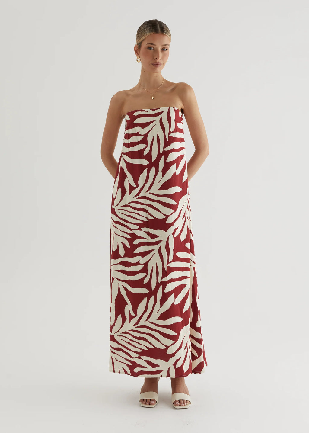 Remora Strapless Maxi Dress - Ruby Leaf