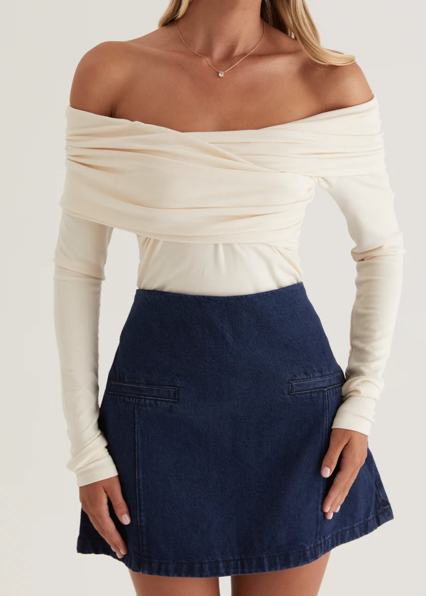 Rayz Off Shoulder Top - Bone