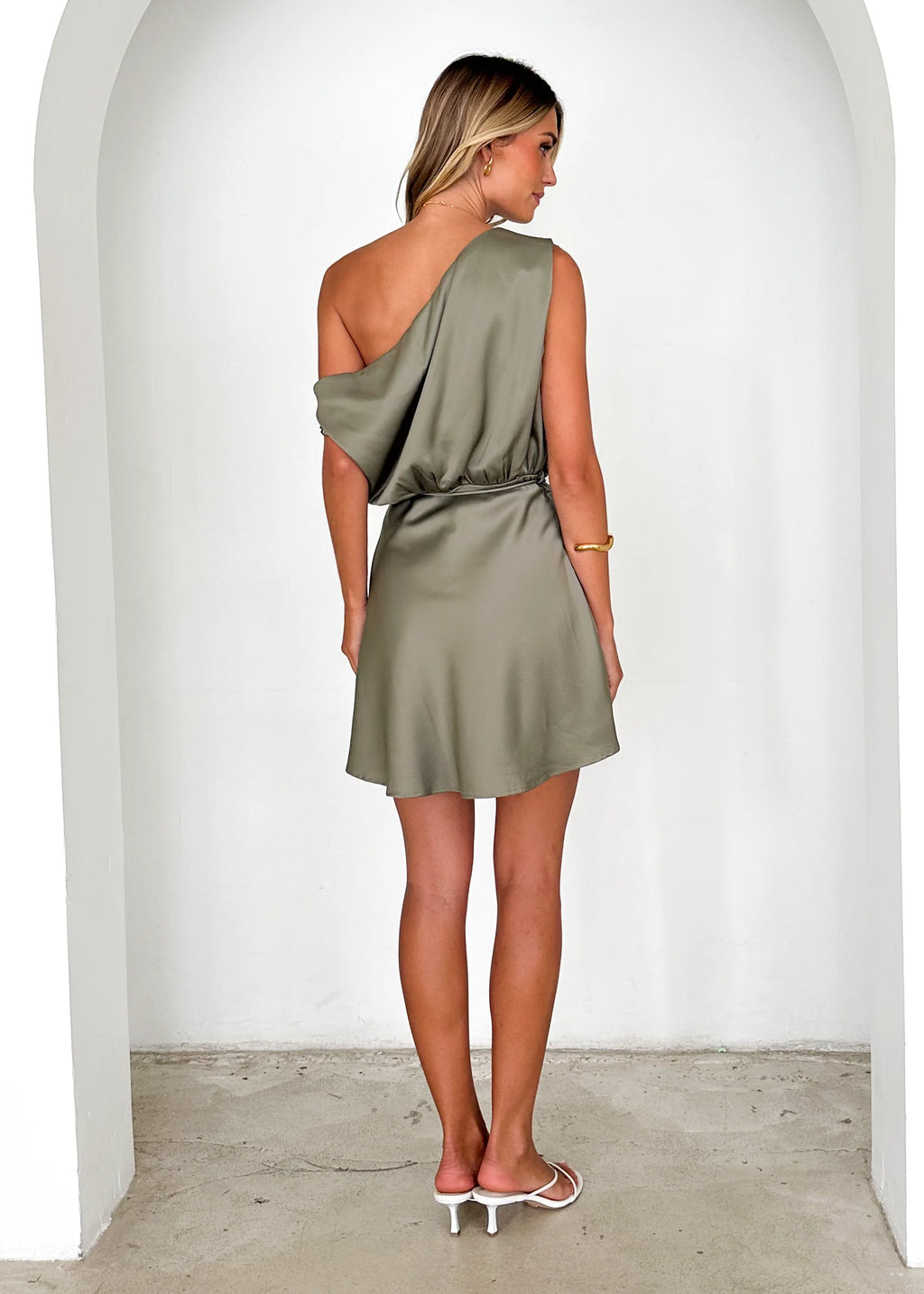 Zeke One Shoulder Dress - Khaki