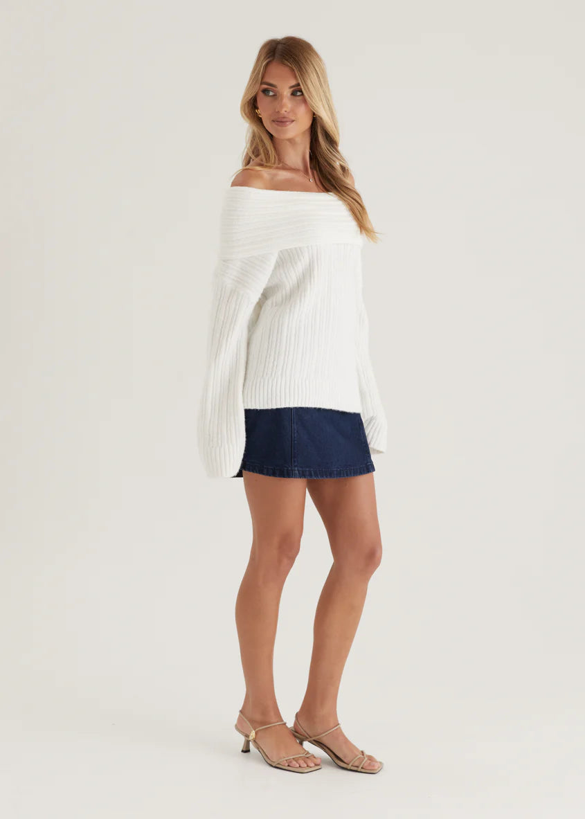 Natlie Off Shoulder Sweater - Off White