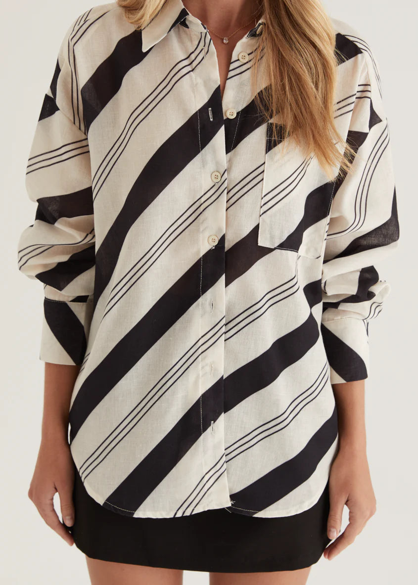 Jessa Shirt - Black Stripe
