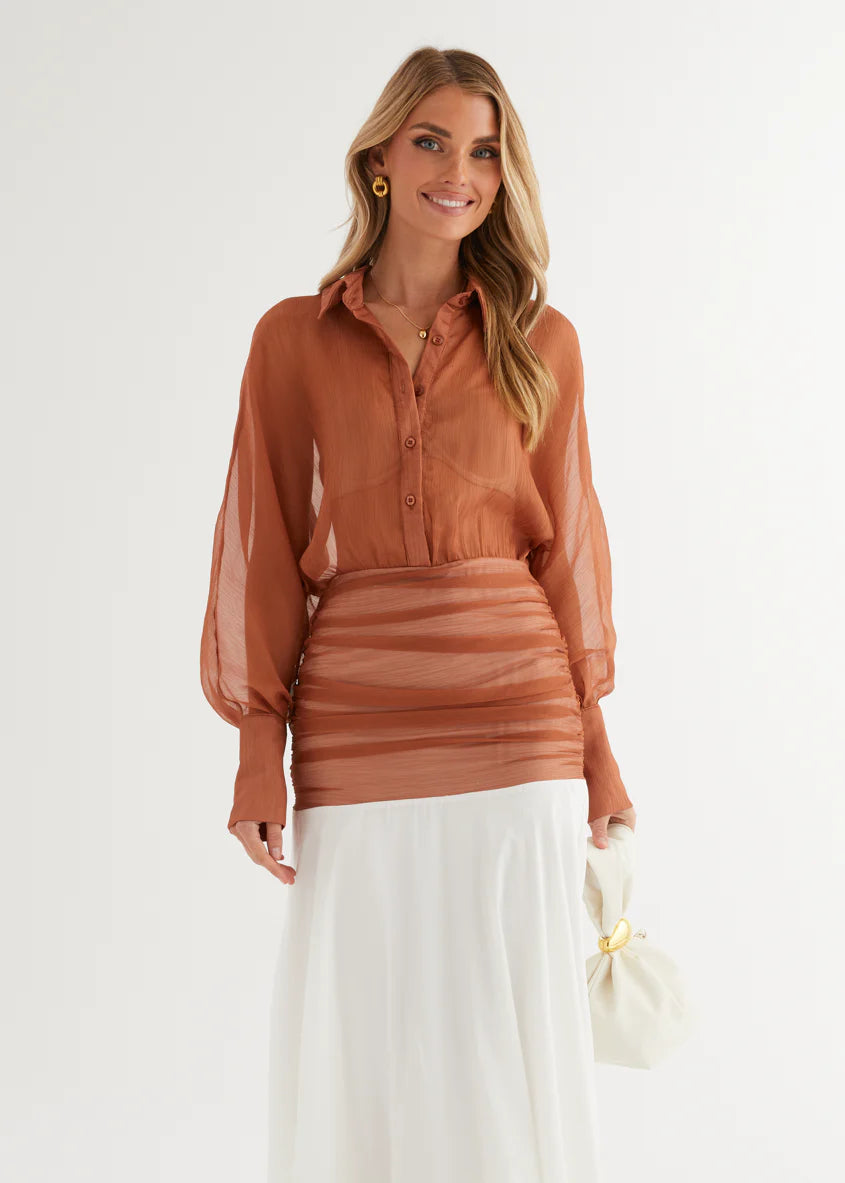Starshine Midi Dress - Rust Splice