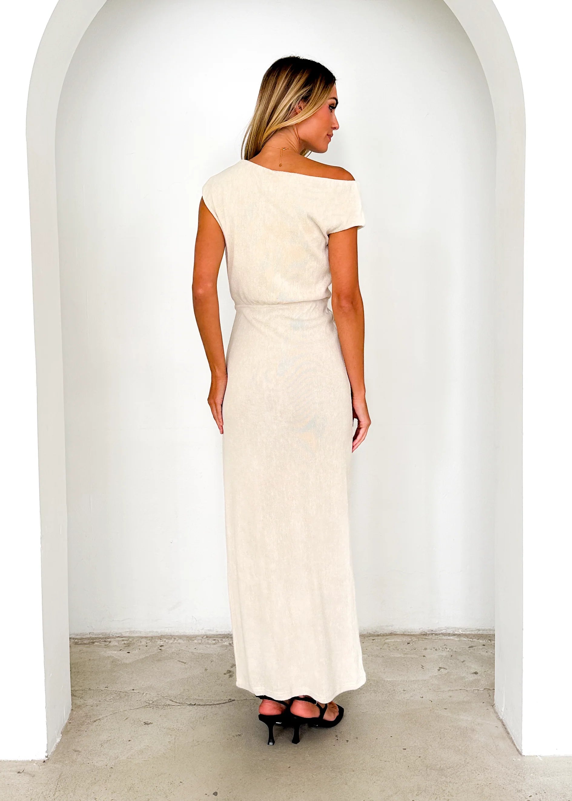 Tarni One Shoulder Maxi Dress - Oat