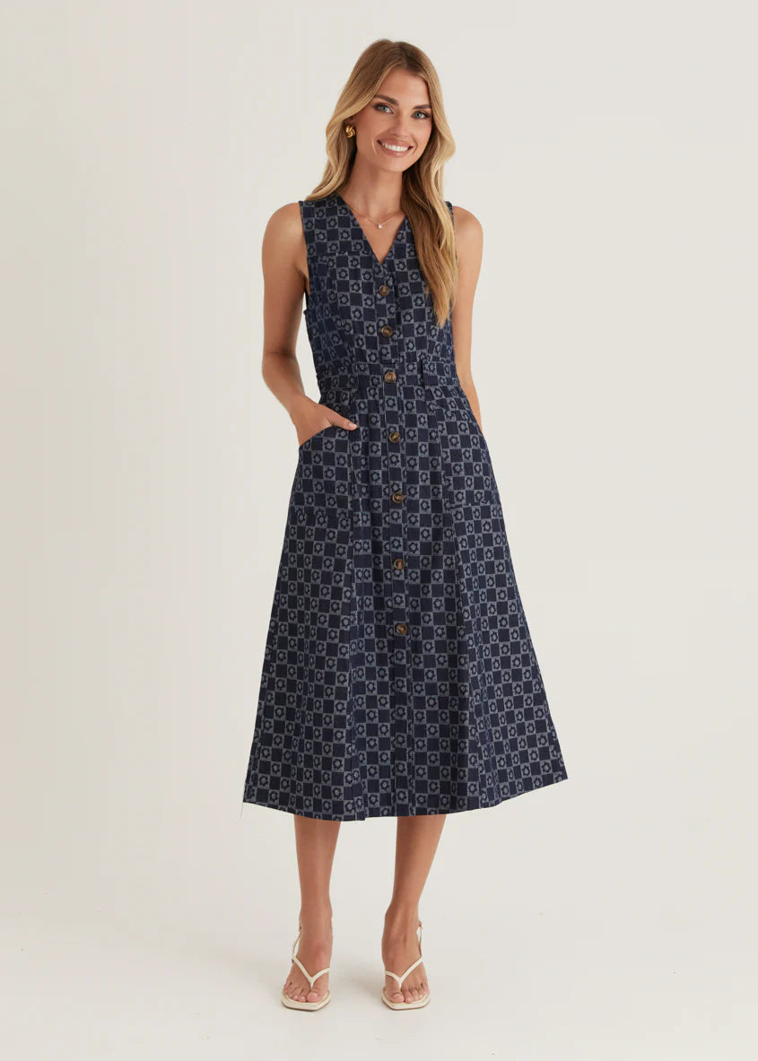 Hazel Midi Dress - Indigo