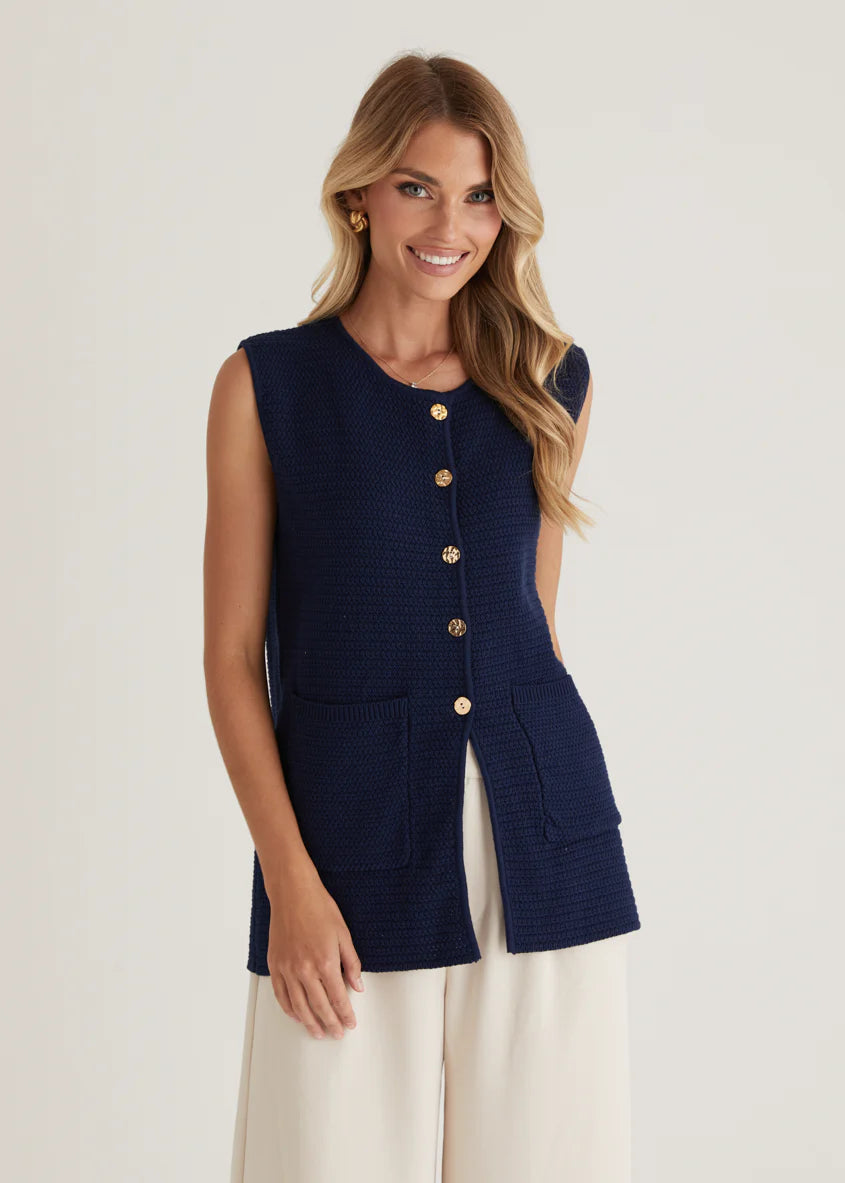 Tiffany Knit Vest - Navy