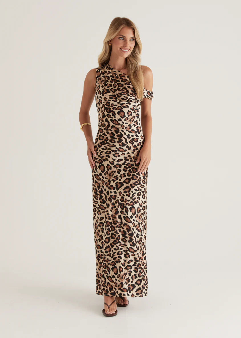 Reiko Drop Shoulder Maxi Dress - Leopard