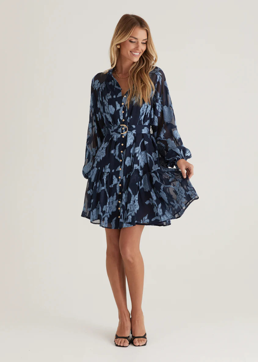 Azalea Dress - Blue Floral