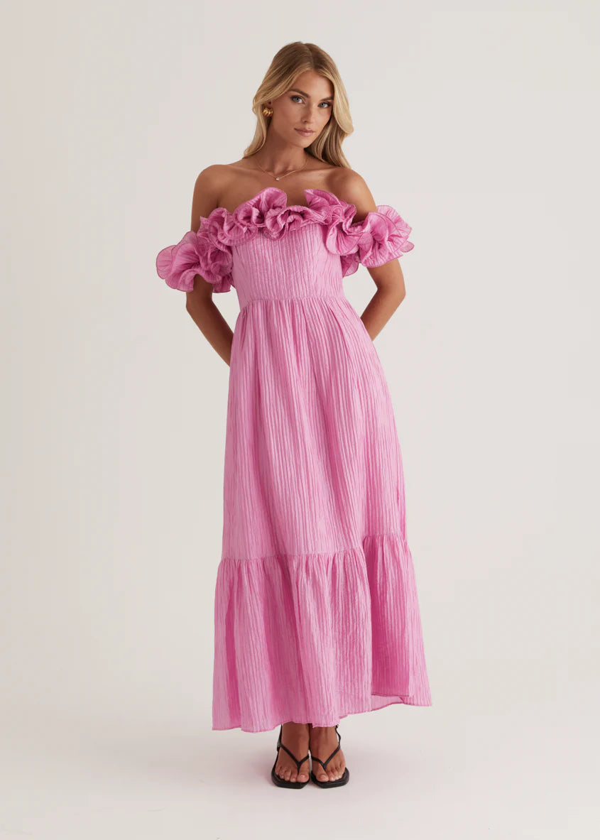 Marlow Off Shoulder Maxi Dress - Pink