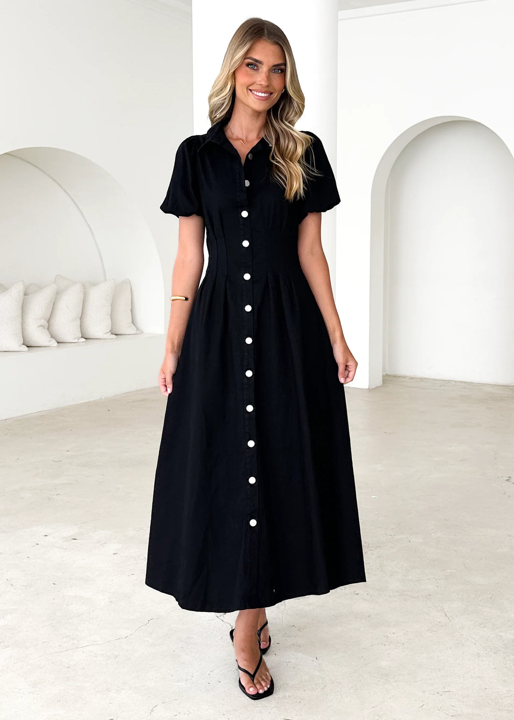 Acer Denim Midi Dress - Black