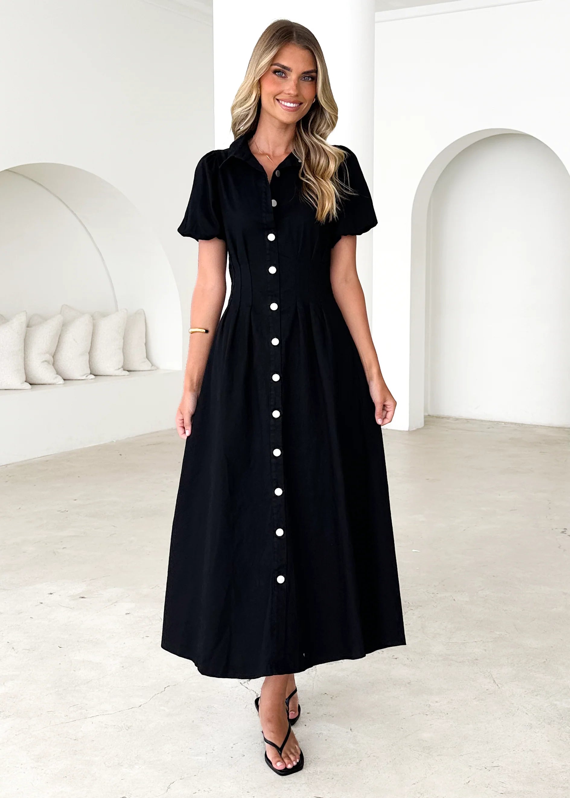 Acer Denim Midi Dress - Black