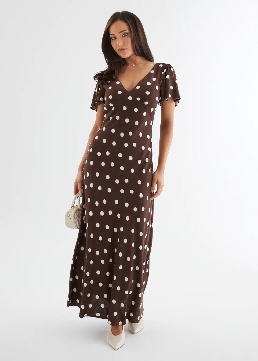 Nadia Maxi Dress - Choc Polka
