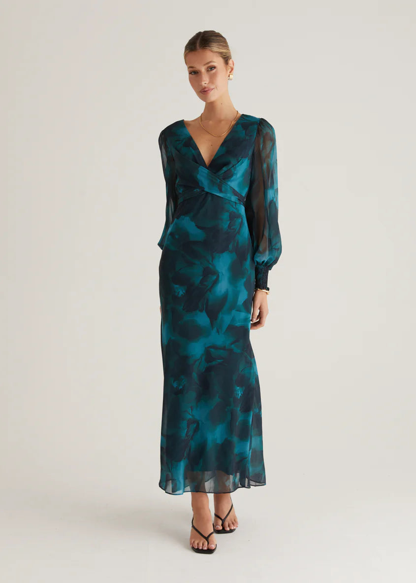 Camellia Midi Dress - Deep Lagoon