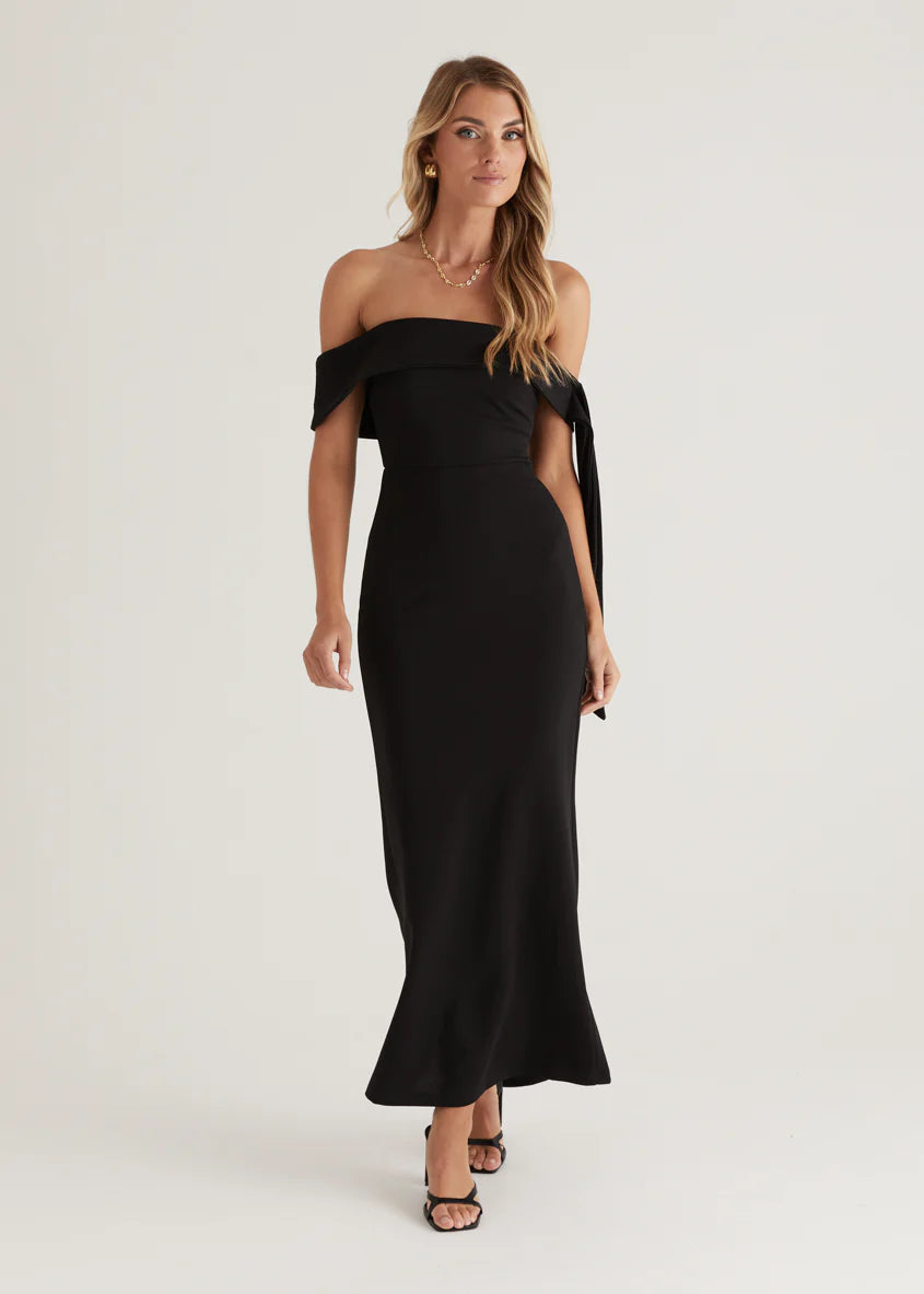 Renia Off Shoulder Maxi Dress - Black