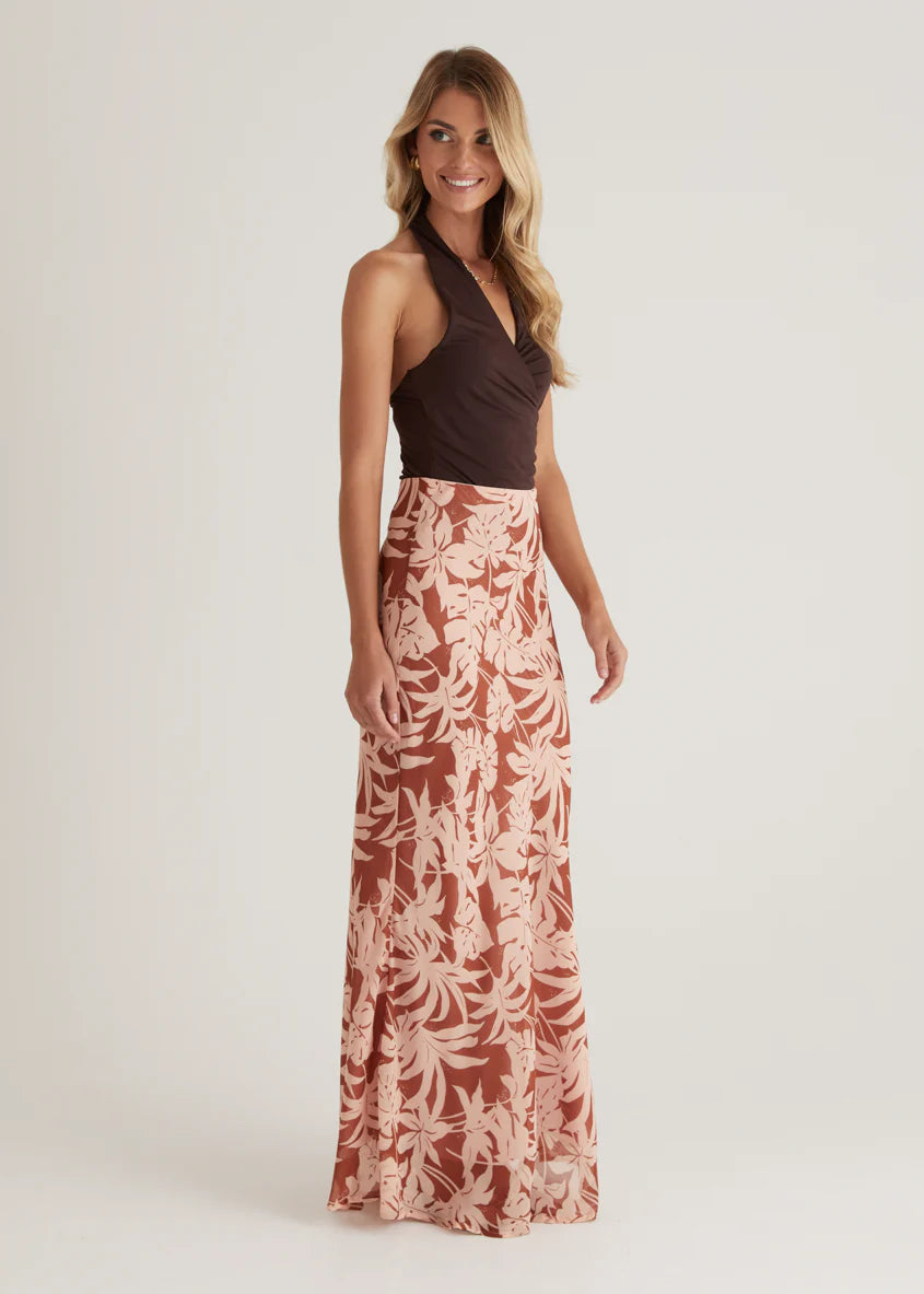 Cartez Maxi Skirt - Bronze Palm