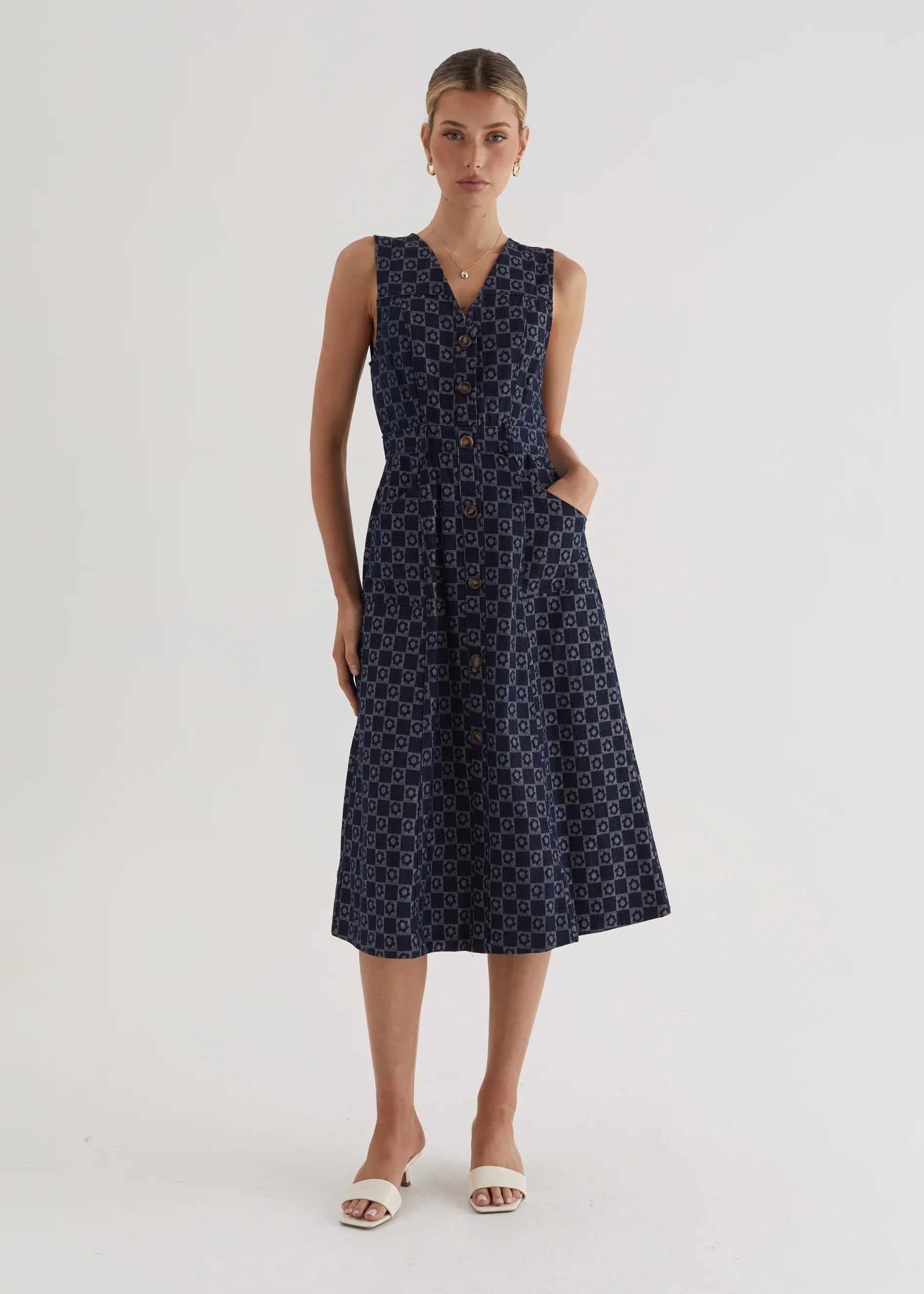 Hazel Midi Dress - Indigo