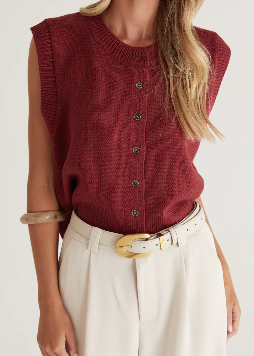 Amante Knitted Vest - Wine