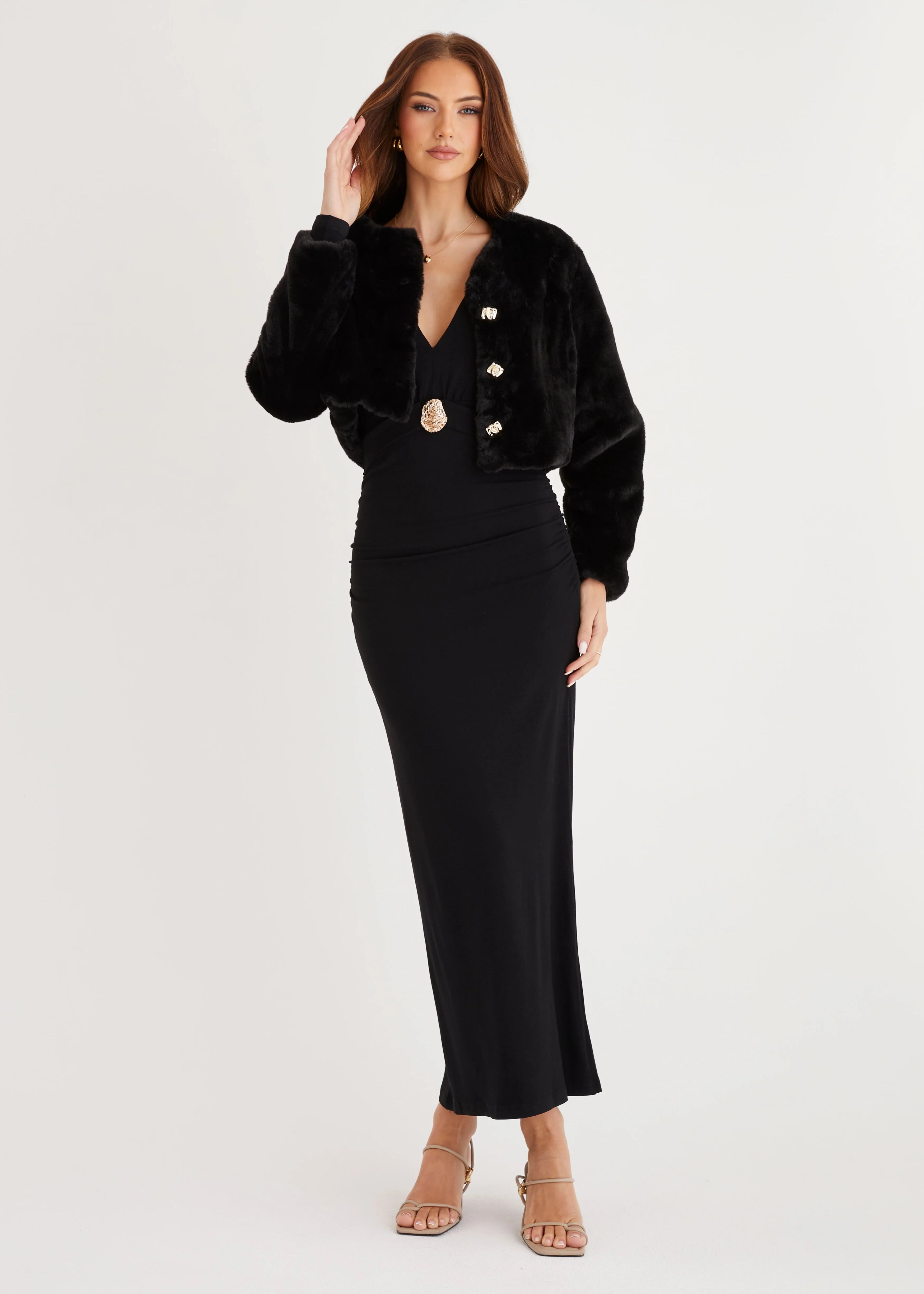 Amelita Cropped Jacket - Black