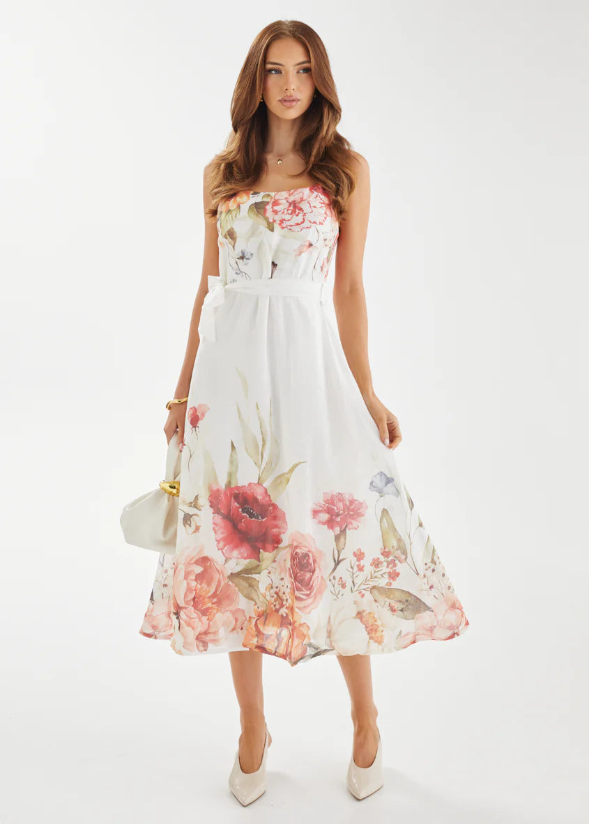 Andrea Midi Dress - White Garden
