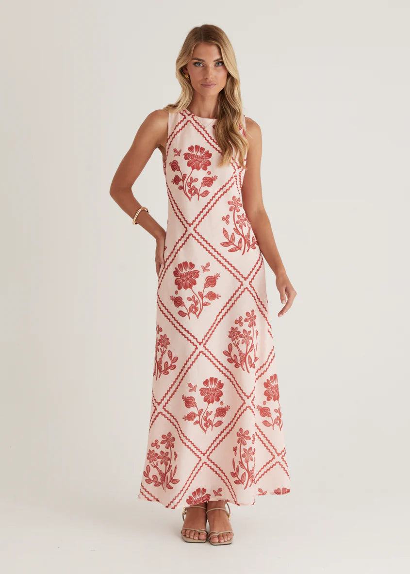 Xavier Maxi Dress - Red Floral