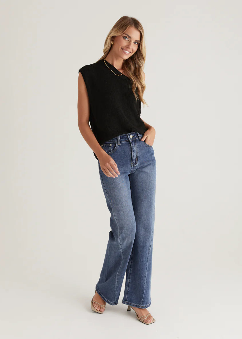 Georgie Stretch Flare  Jeans - Mid Blue