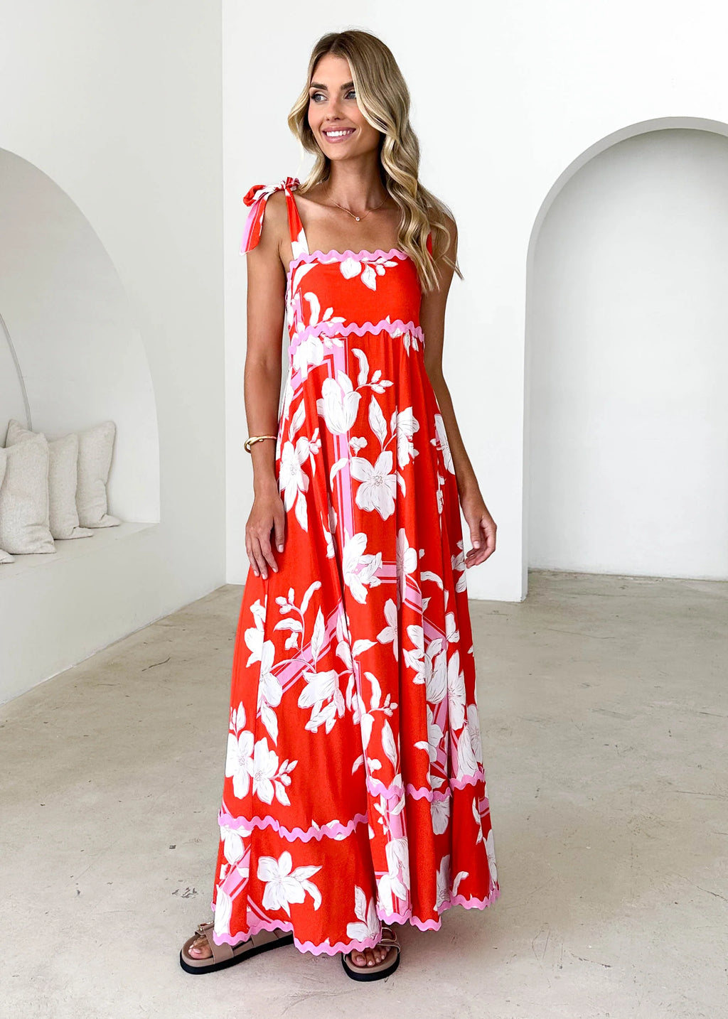 Riri Maxi Dress - Tangerine Floral