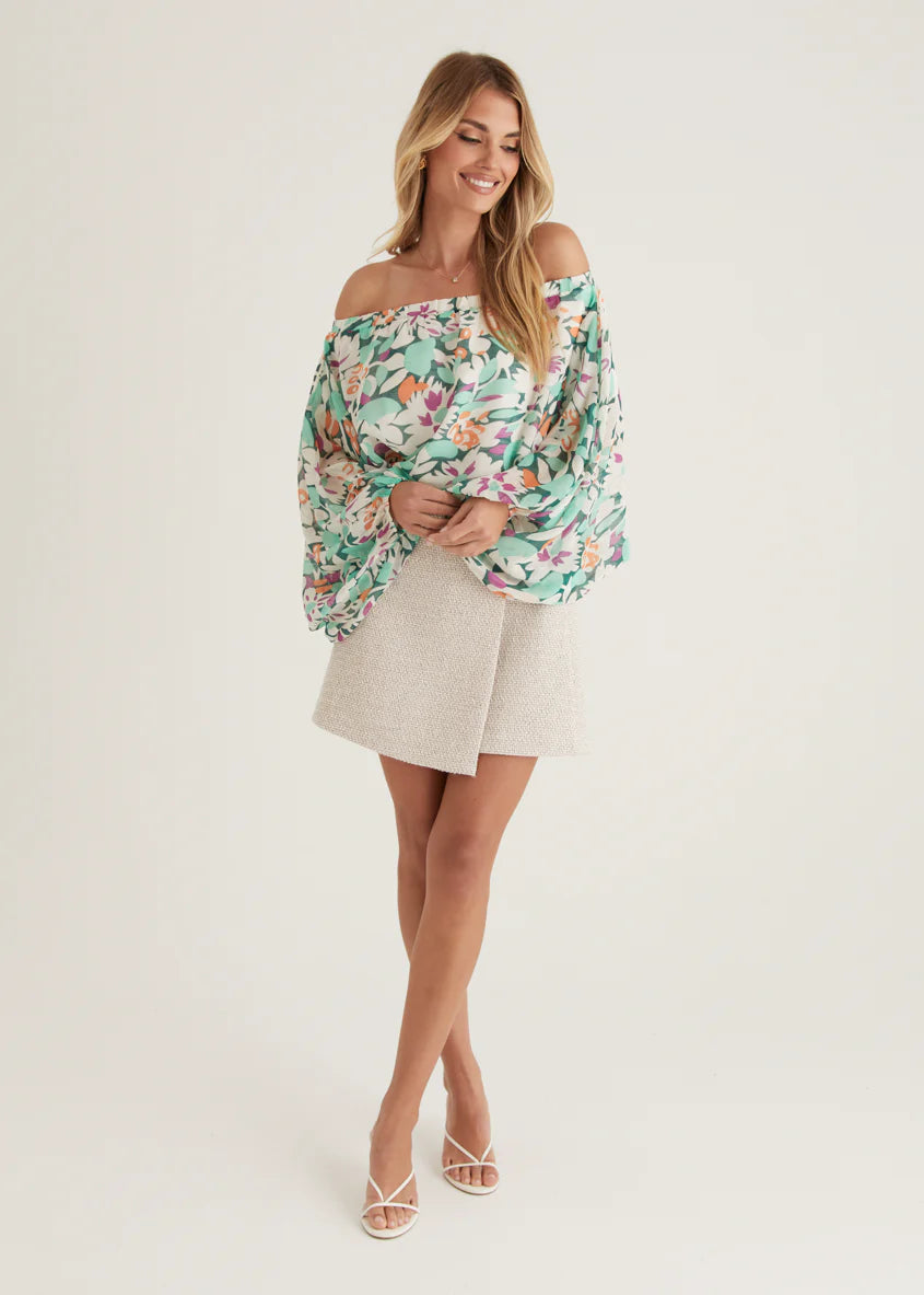 Bexley Off Shoulder Top - Rio Green