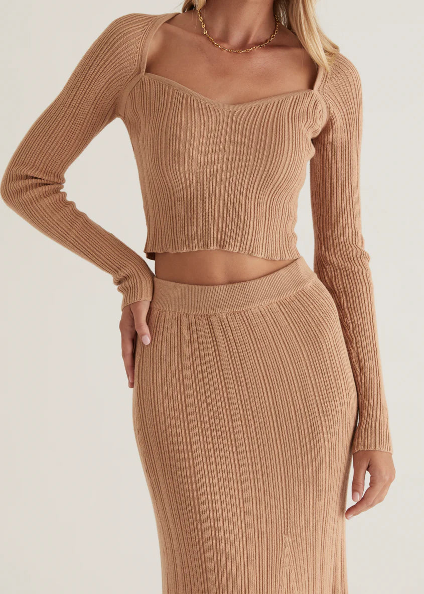 Enota Knit Maxi Skirt - Camel