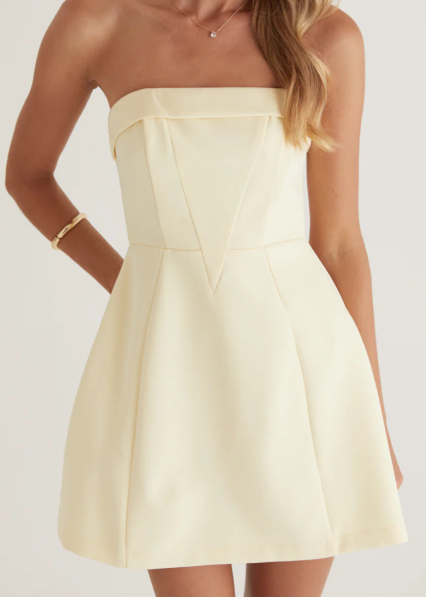 Mahala Strapless Dress - Lemon