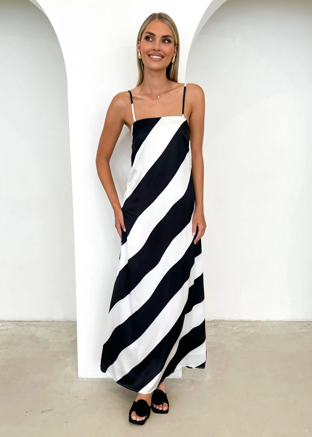 Kaela Maxi Dress - Black Stripe