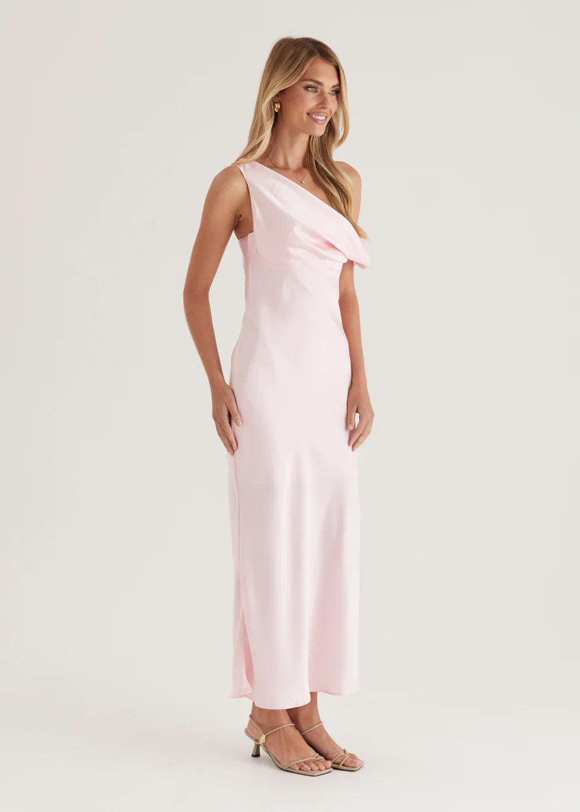 Draela One Shoulder Midi Dress - Pink