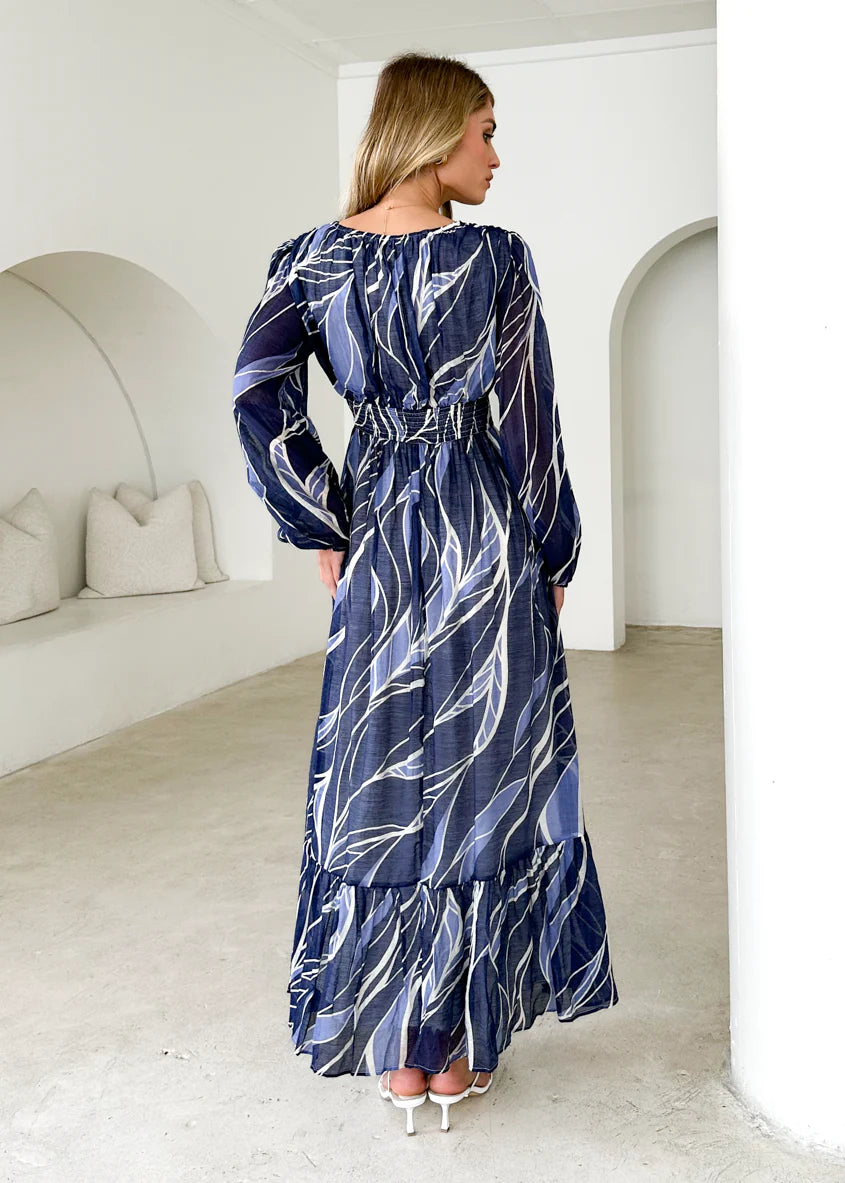 Skyline Maxi Dress - Navy Swirl
