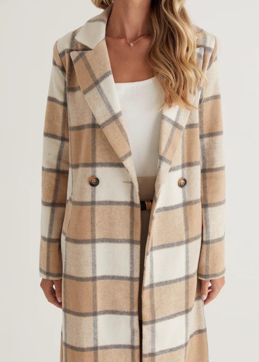 Krizzie Coat - Beige Check