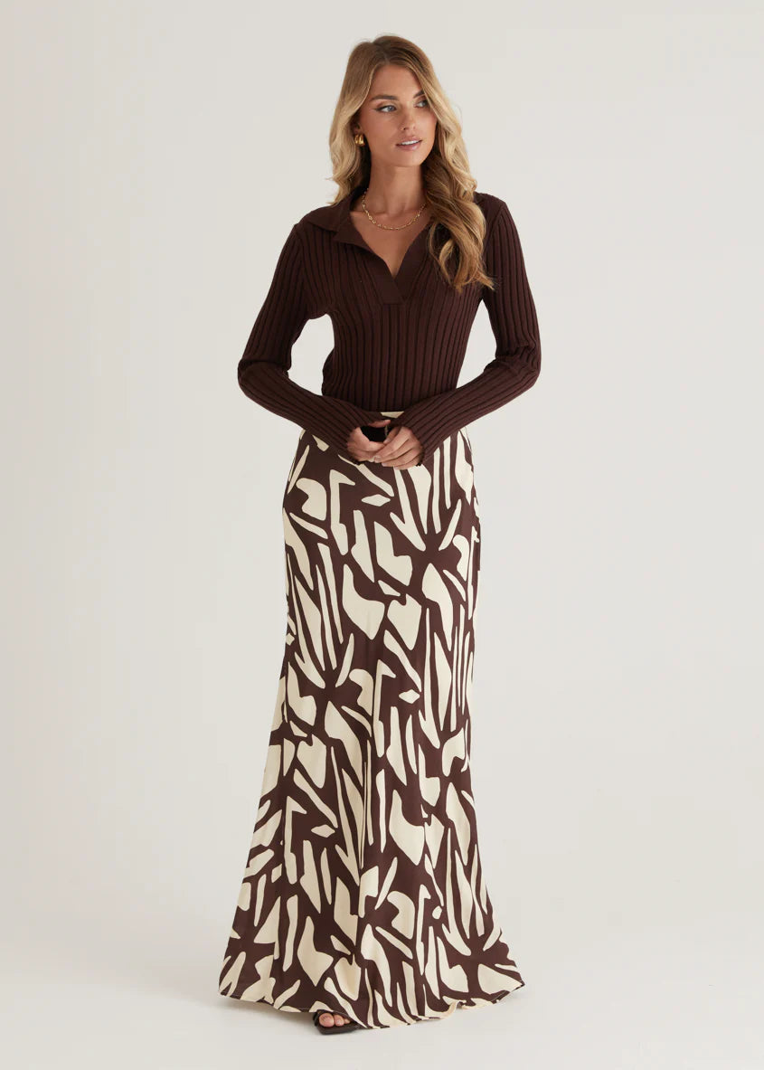 Vance Maxi Skirt - Choc Vanilla