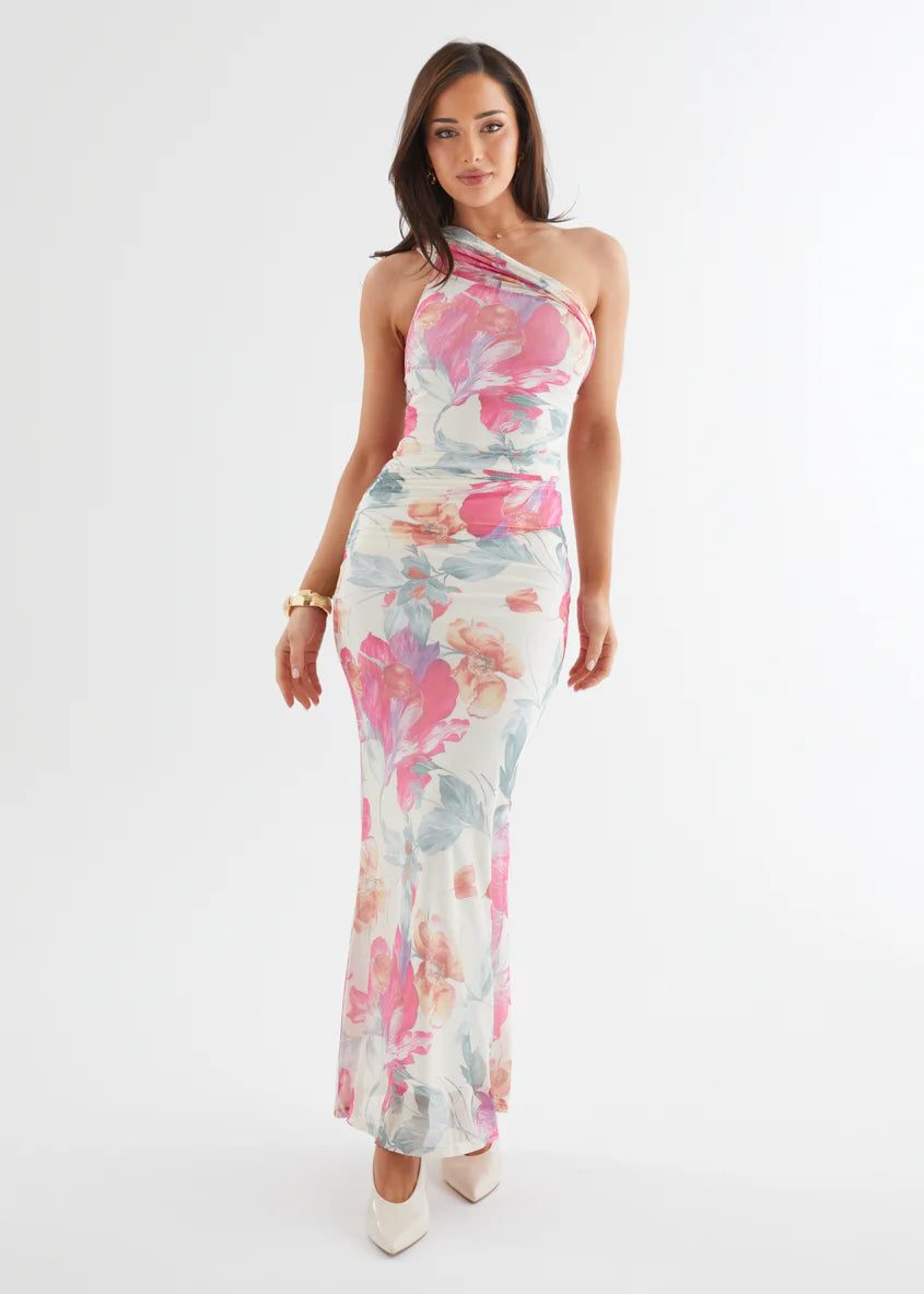 Allina Mesh Maxi Dress - Vanilla Floral
