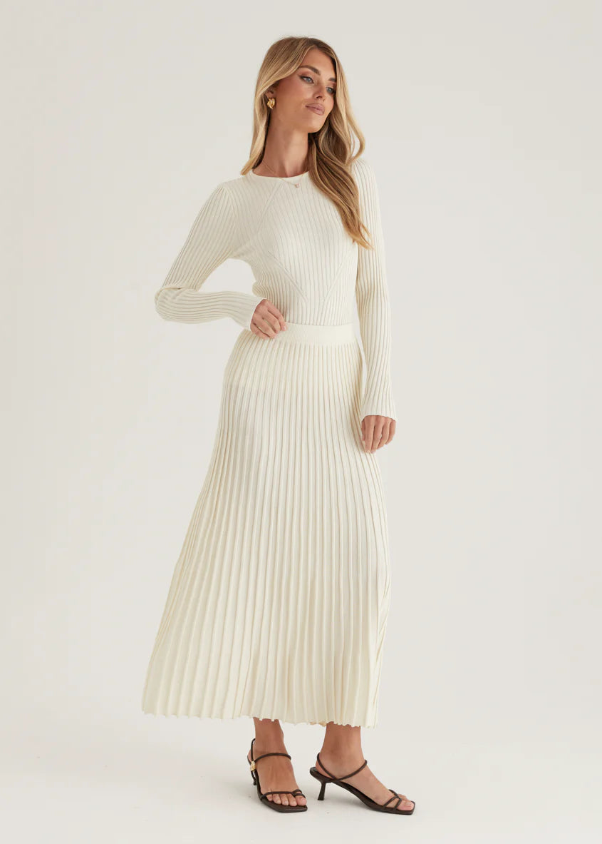 Skylee Knit Maxi Skirt - Cream