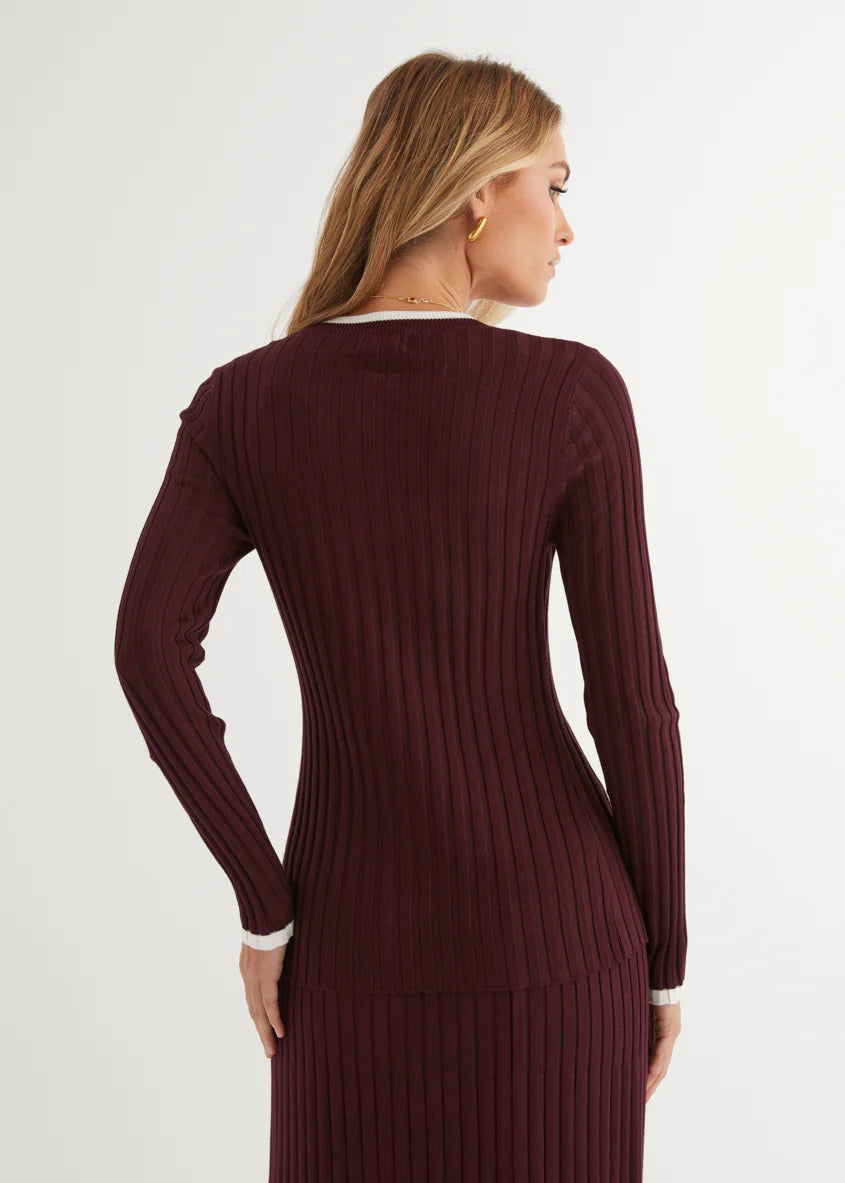 Coogee Knit Top - Plum