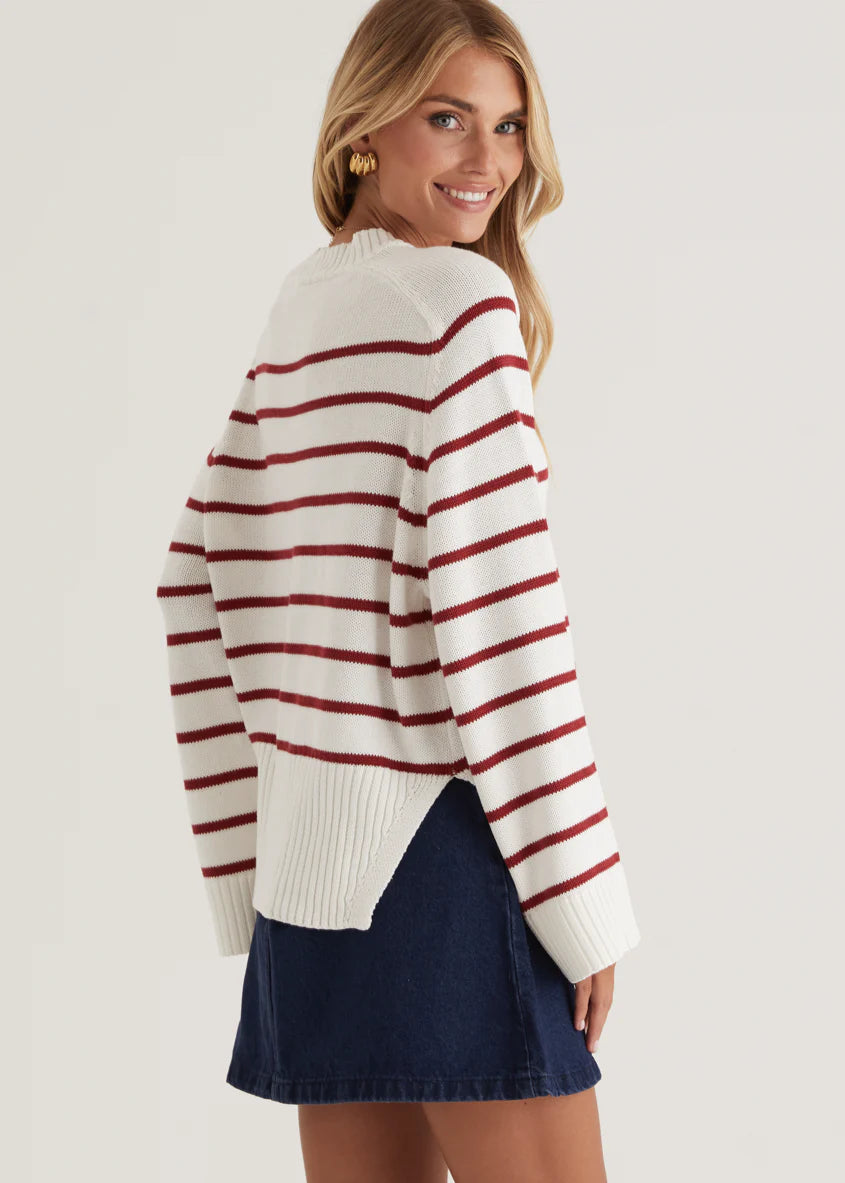 Eva Sweater - Wine Stripe