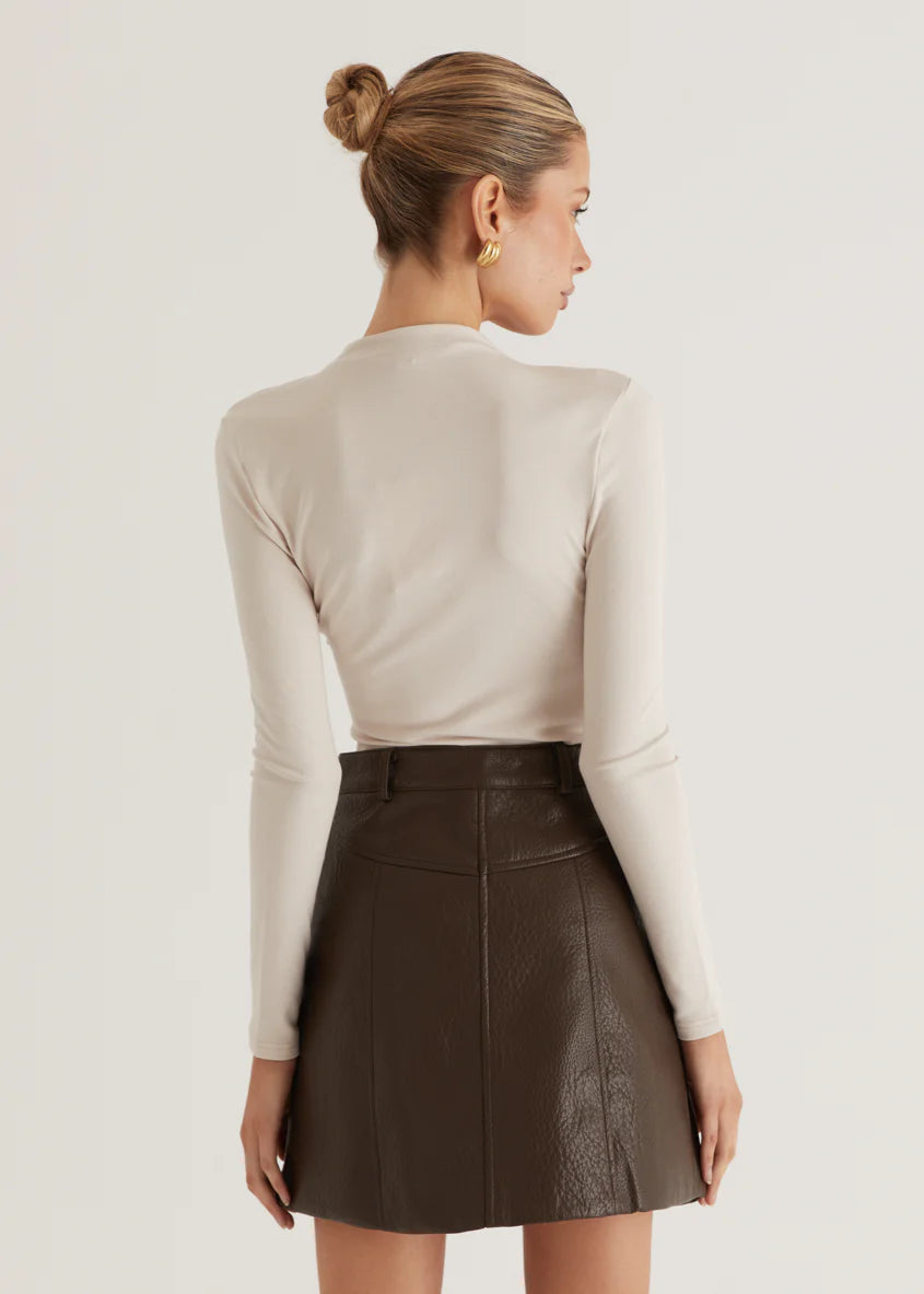 Bittersweet PU Skirt - Espresso