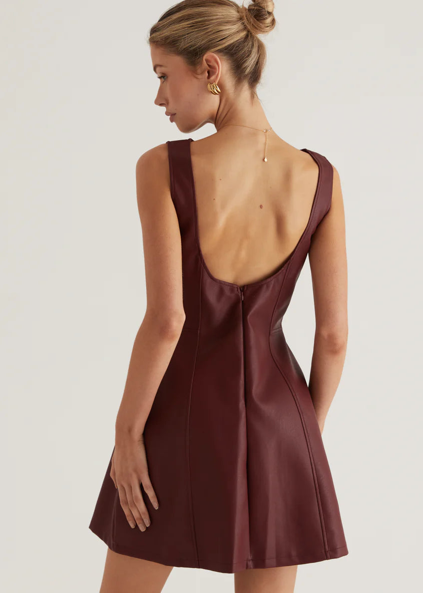 Nirvana PU Dress - Wine