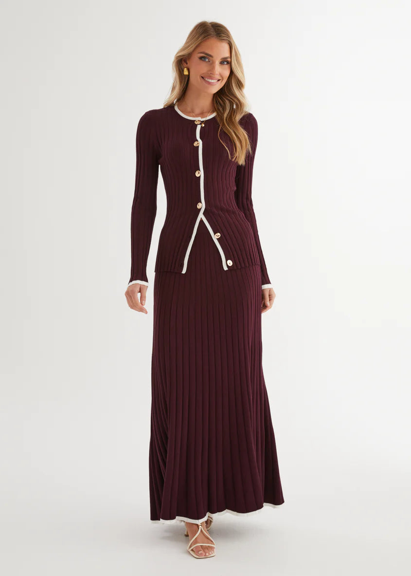 Coogee Knit Midi Skirt - Plum