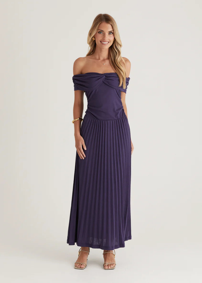 Lottie Off Shoulder Maxi Dress - Navy