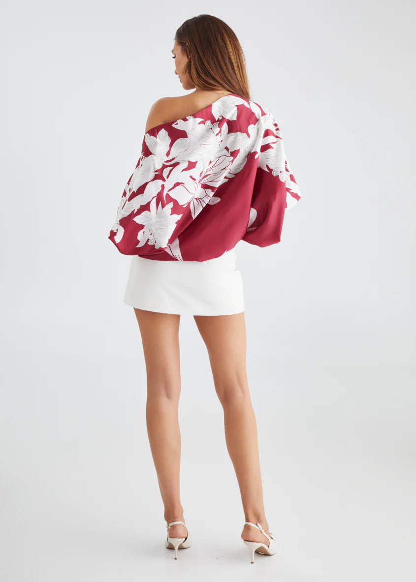 Maui Off Shoulder Top - Ruby Floral