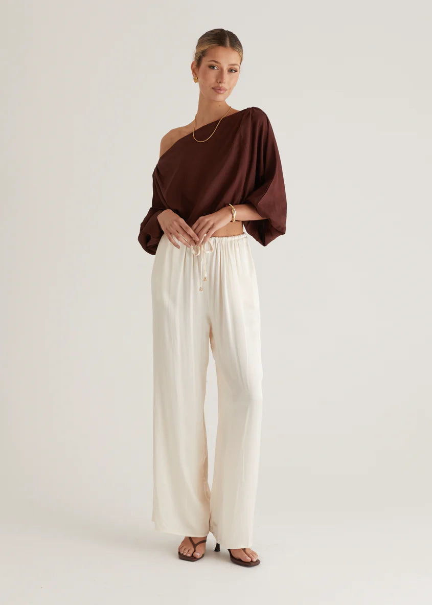 Marlowe Drop Shoulder Top - Chocolate