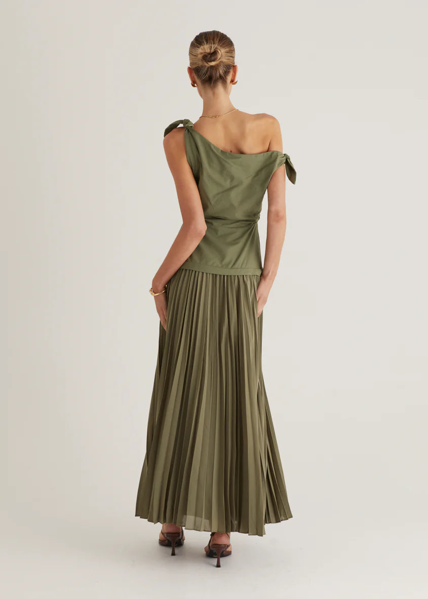 Keyla One Shoulder Maxi Dress - Khaki