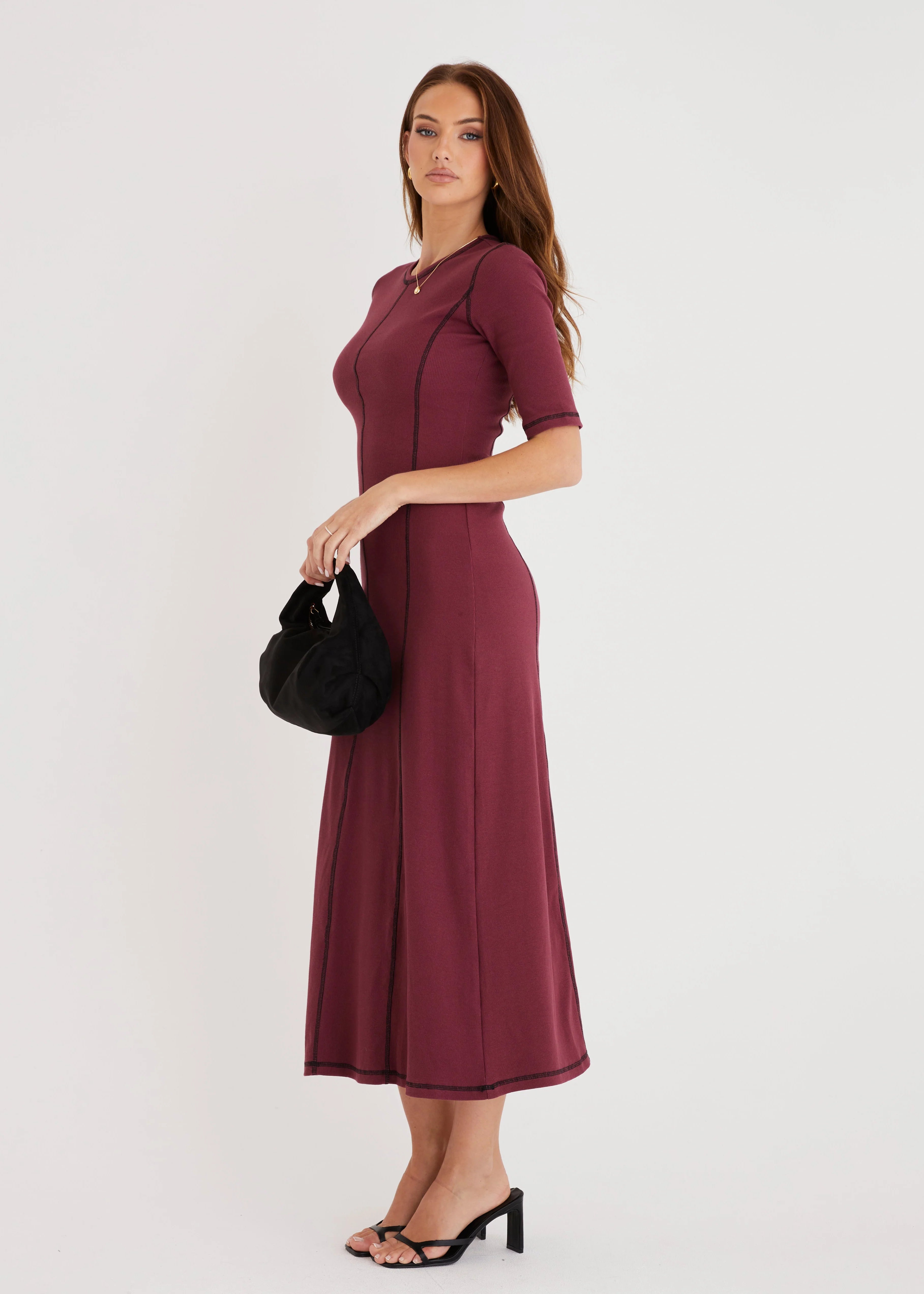 Simba Midi Dress - Burgundy